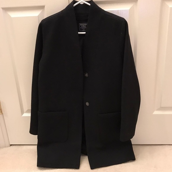 Abercrombie & Fitch Collarless Wool-Blend Coat - Picture 1 of 3
